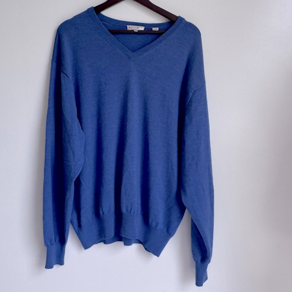 Peter Millar Men V Neck Pullover Lightweight Sweater XXL‎ extra fine Merino wool